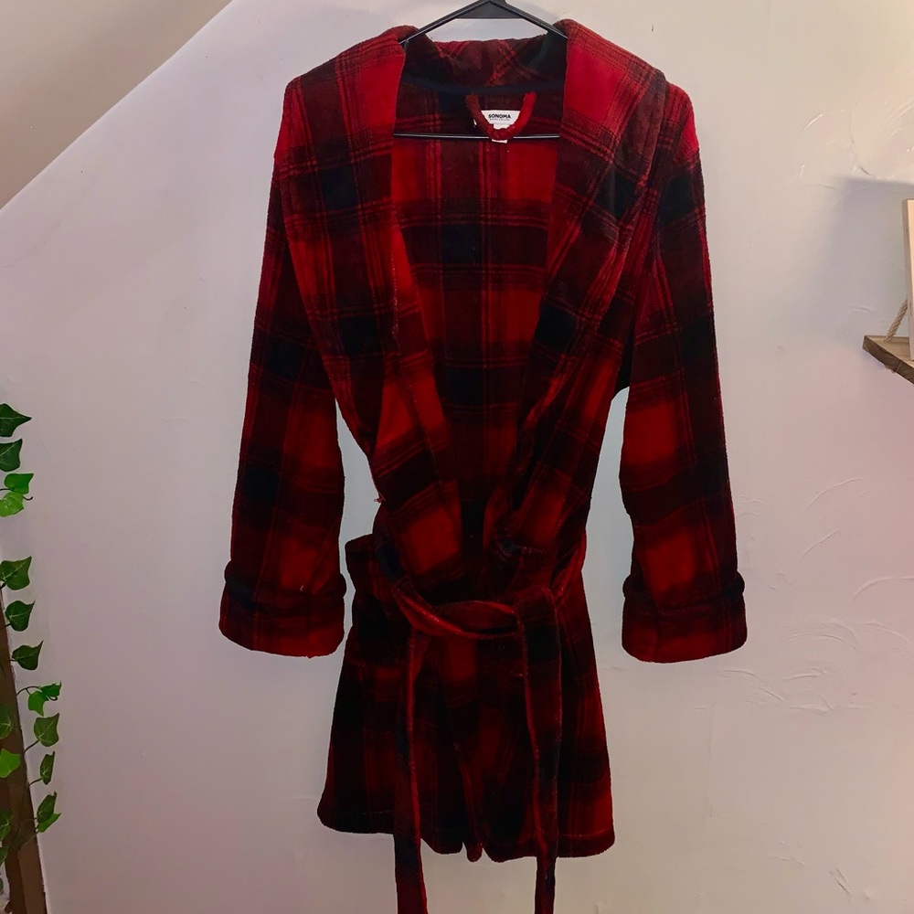 Sonoma Red and Black Checkered Bathrobe